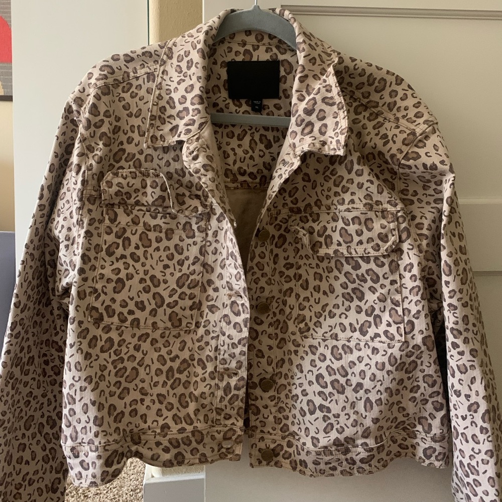 Anthropologie Sanctuary Denim Cheetah Print Denim Jacket